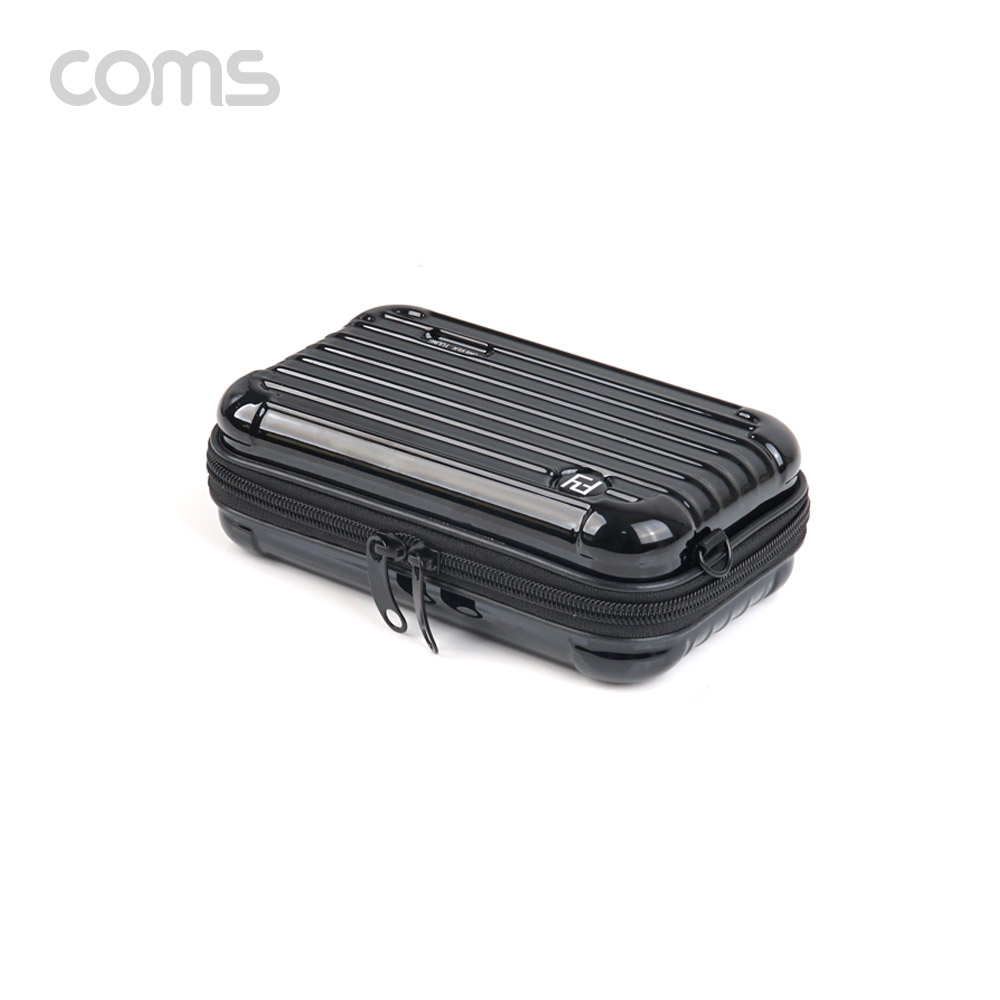 Coms 충격 보호 하드케이스 파우치 / 다용도 / 캐리어/ 여행용 / Black / 그물망 수납 / (개인소지품, 케이블 등 보관 및 휴대)