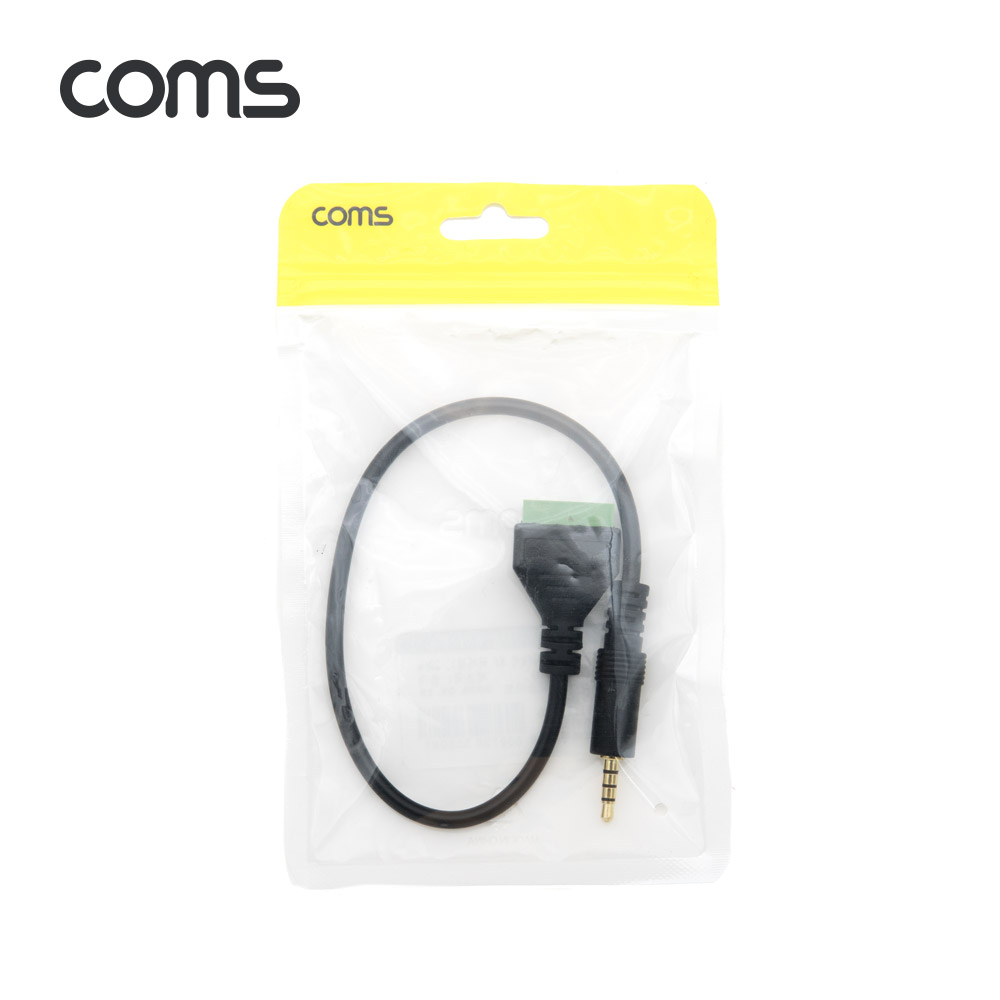 Coms 터미널 변환 케이블 30cm / 3.5mm 스테레오 4극 Male to 4Pin 터미널 블록