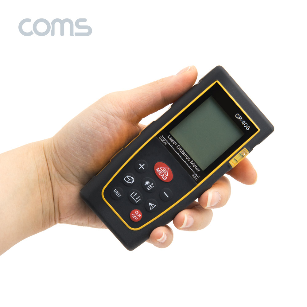 Coms 휴대용 레이저 거리 측정기, 최대 40m, 거리 면적 부피 피타고라스 측정