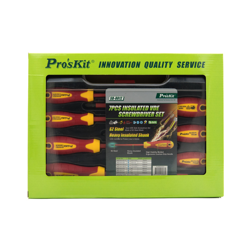 PROKIT (SD-8012) 전기작업용 스크류드라이버 7 in 1 / 2.5/4.0/5.5/6.5/#0/#1/#2