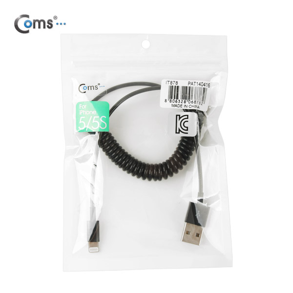 Coms iOS 스마트폰 5 케이블(스프링), Black