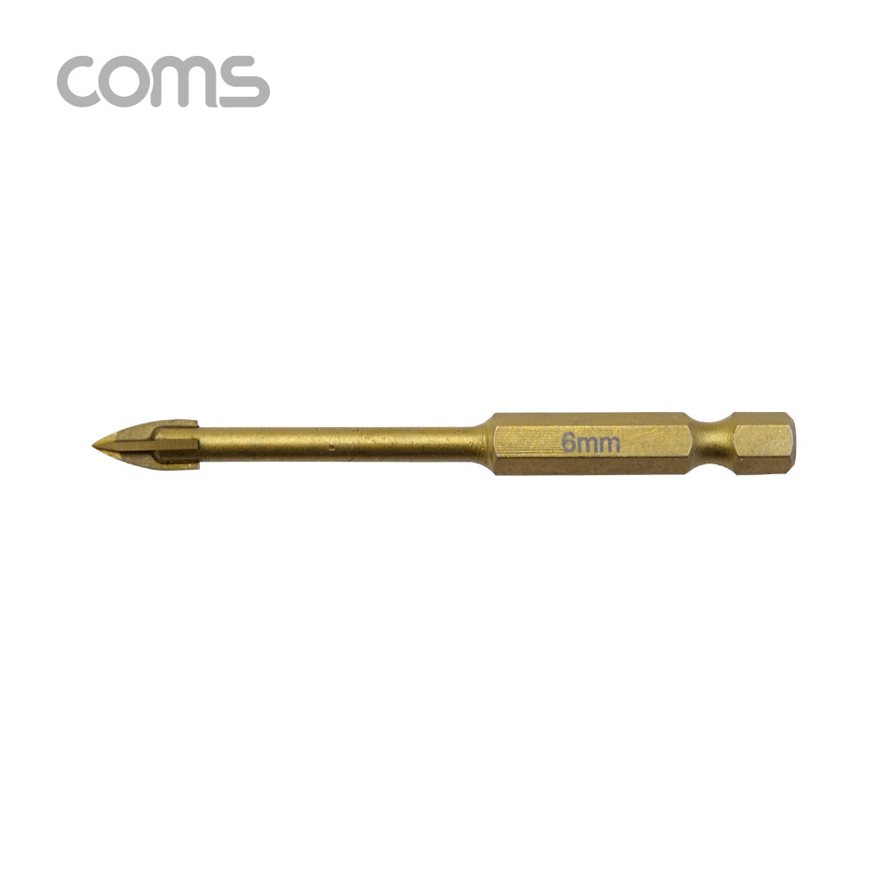 Coms 팔콘 FALCON 만능 드릴 비트 6mm, 티타늄 재질, 날개형, 금속 석재 유리 목재