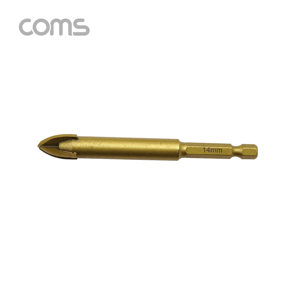 Coms 팔콘 FALCON 만능 드릴 비트 14mm, 티타늄 재질, 날개형, 금속 석재 유리 목재