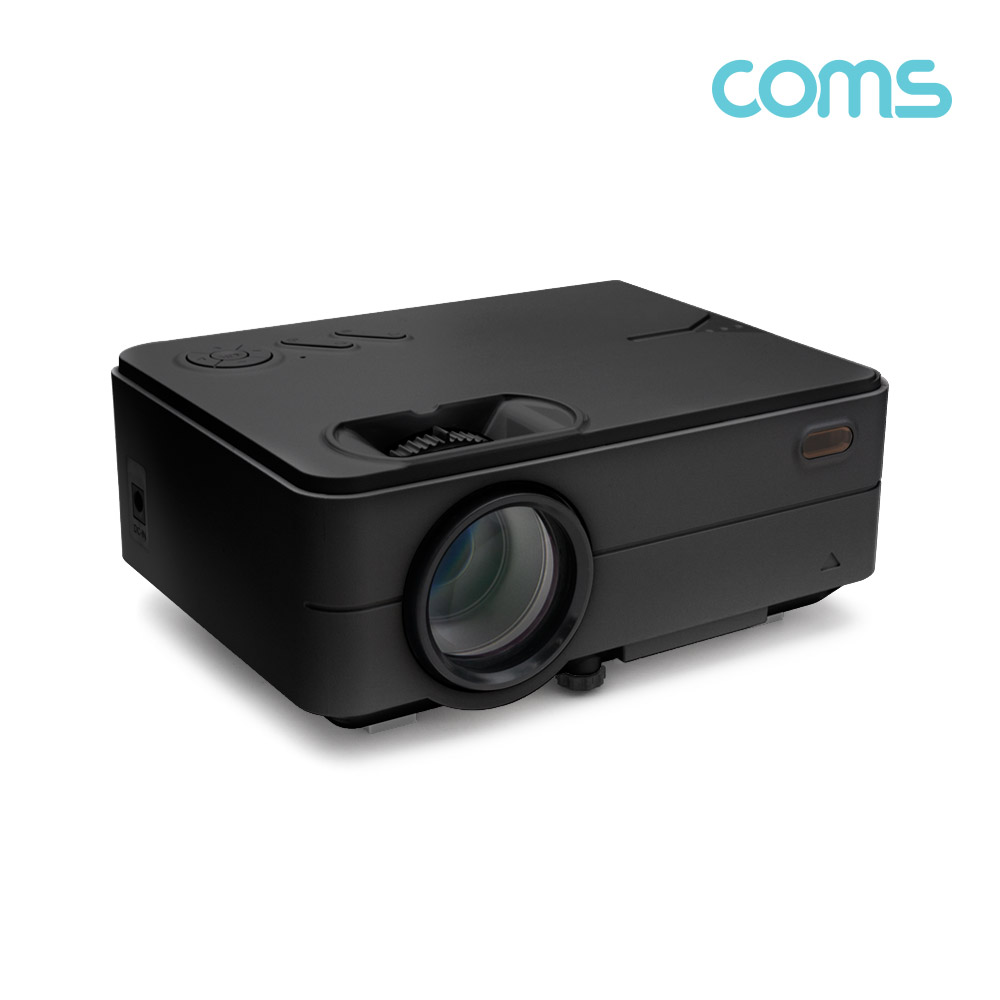 Coms LED 빔프로젝터 1280x720 해상도 업그레이드 / 블랙 / 1500루멘 / HDMI, VGA, USB, AV in, 오디오 out