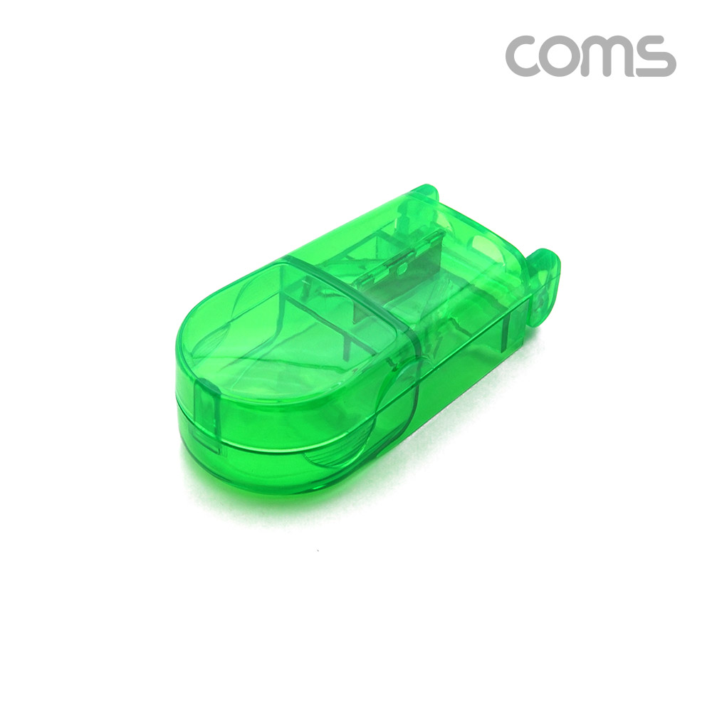 Coms 알약 커팅 보관함 / 알약 절단기 / 투명, Green / 알약 수납 보관 케이스