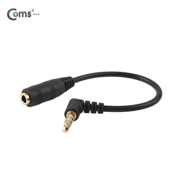 Coms 스테레오 케이블(Flat형/3.5/4극 연장) 15cm, 4극꺽임