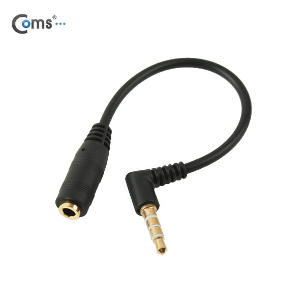 Coms 스테레오 케이블(Flat형/3.5/4극 연장) 15cm, 4극꺽임