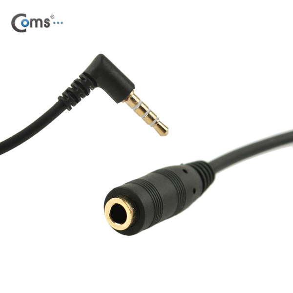 Coms 스테레오 케이블(Flat형/3.5/4극 연장) 15cm, 4극꺽임