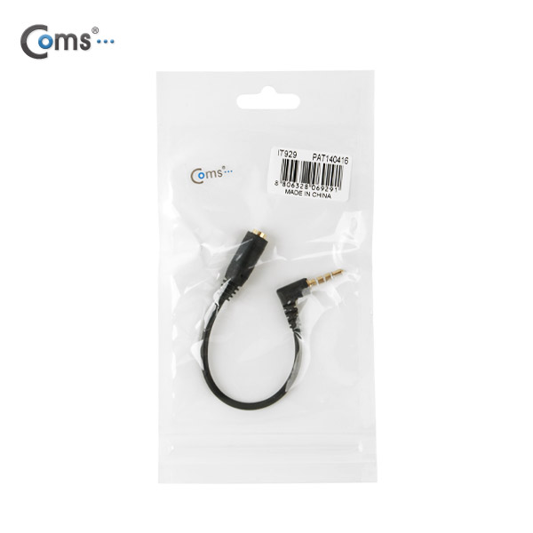 Coms 스테레오 케이블(Flat형/3.5/4극 연장) 15cm, 4극꺽임
