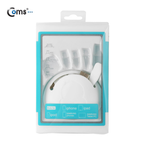 Coms iOS 스마트폰 5 멀티 4 in 1 케이블 , White