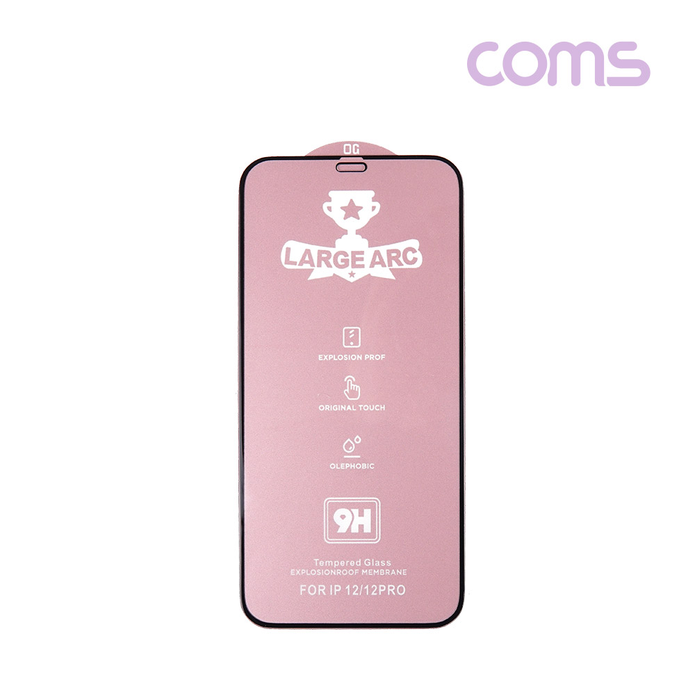 Coms 스마트폰 액정 보호 필름, iOS Phone 12, 12 프로(Pro) / 블랙