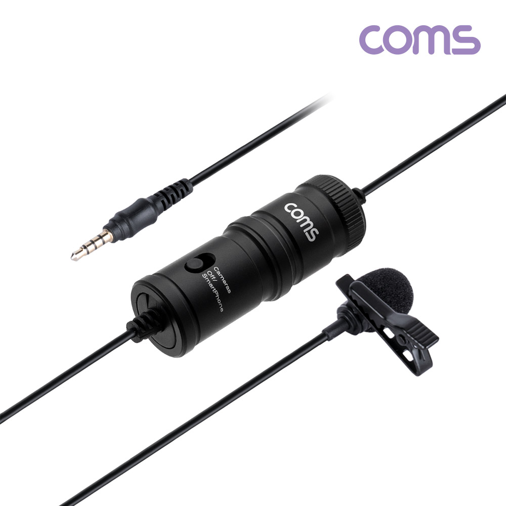 Coms 고감도 소형 마이크 / 핀마이크 / 3.5mm 커넥터 / 스마트폰, 카메라, 캠코더용
