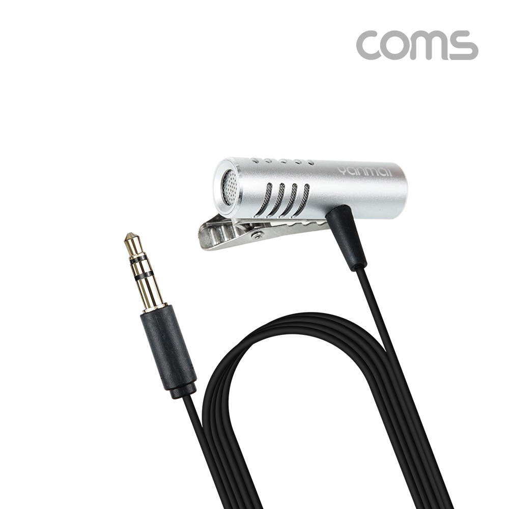 Coms 프로페셔널 클립형 핀 마이크 / 3.5 스테레오(stereo, AUX) 3극(M)+4극 변환 젠더케이블/ 소형 마이크 / 1.8M