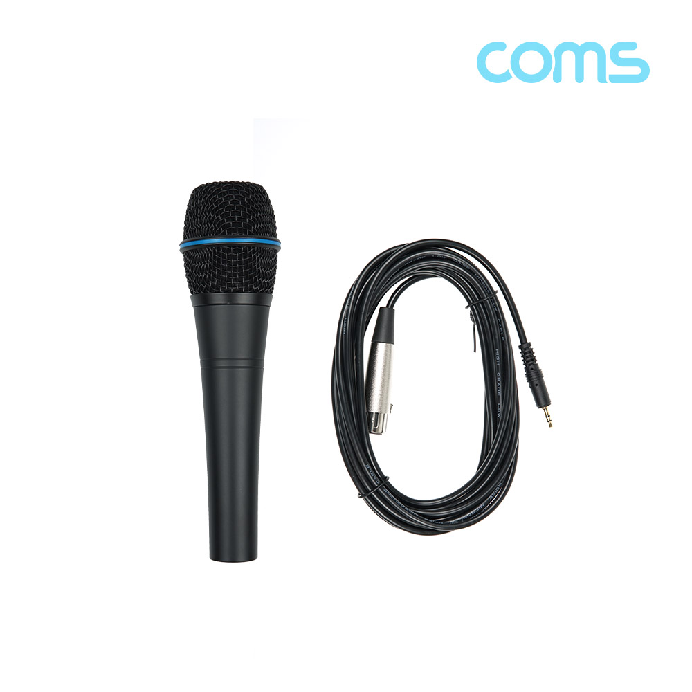Coms 다이나믹 유선 마이크 / Black metal / 스테레오 3.5mm 3극 케이블 / 앰프기능