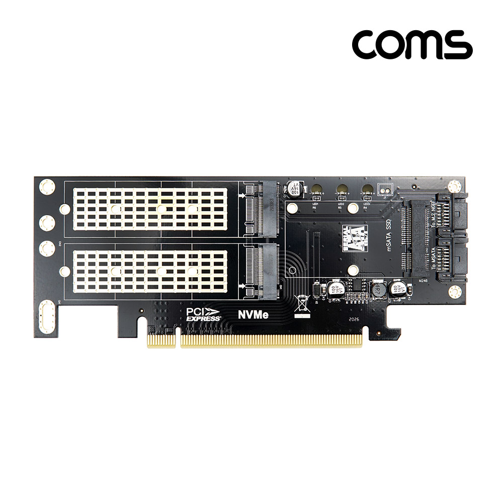 Coms mSATA/NVMe/NGFF M.2 to PCI-E 변환 컨버터, 듀얼 아답터(아댑터), 브라켓(브래킷)