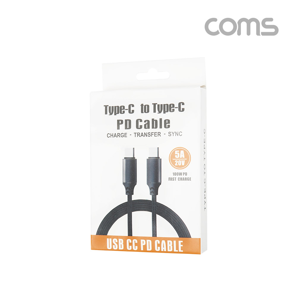 Coms USB 3.1 Type C PD 케이블 / 100W / 5A / E-Marker(이마커) / 1M / C to C