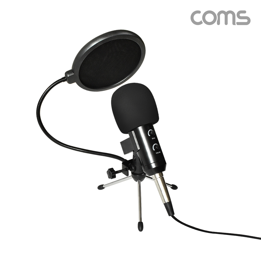 Coms 나비 브로드캐스트 콘덴서 마이크(NV85-BM100) 골드-블랙, USB 콘덴서