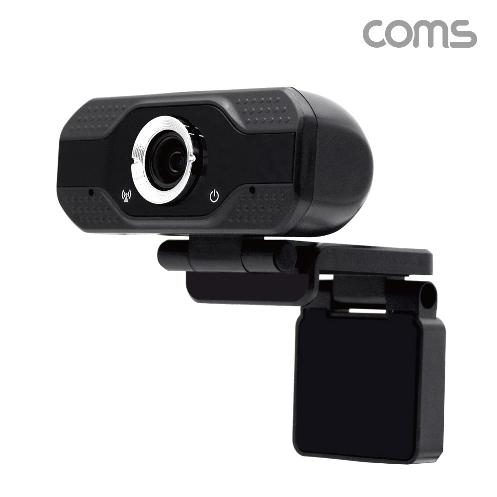 Coms 비치온 FHD 웹캠 PC카메라, Black,200만 화소,FULL HD,1080P,UVC 노이즈캔슬링 마이크