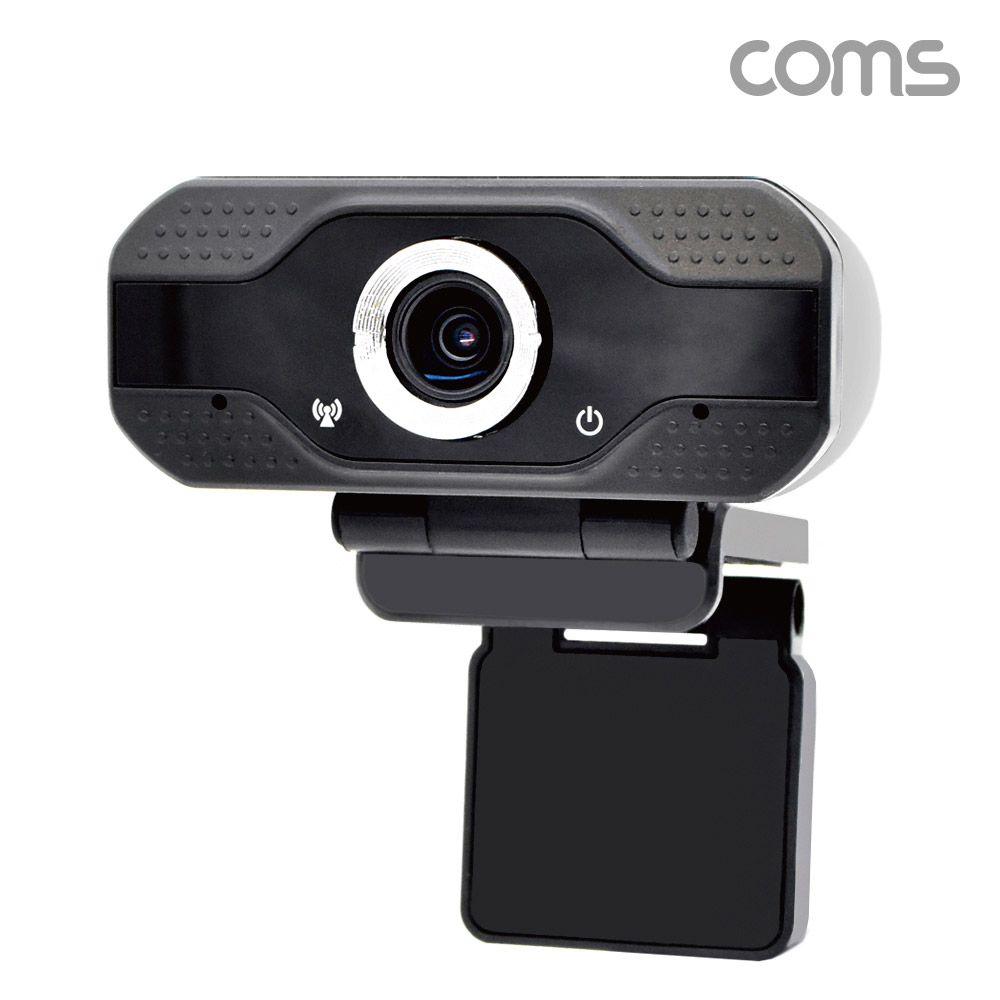 Coms 비치온 FHD 웹캠 PC카메라, Black,200만 화소,FULL HD,1080P,UVC 노이즈캔슬링 마이크