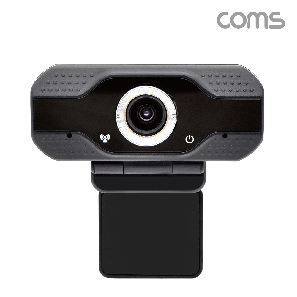 Coms 비치온 FHD 웹캠 PC카메라, Black,200만 화소,FULL HD,1080P,UVC 노이즈캔슬링 마이크