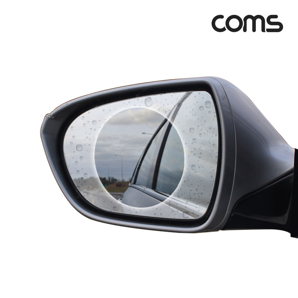 Coms 차량용 사이드 백미러 방수 필름, 원형, 2개입, 95 x 95 mm