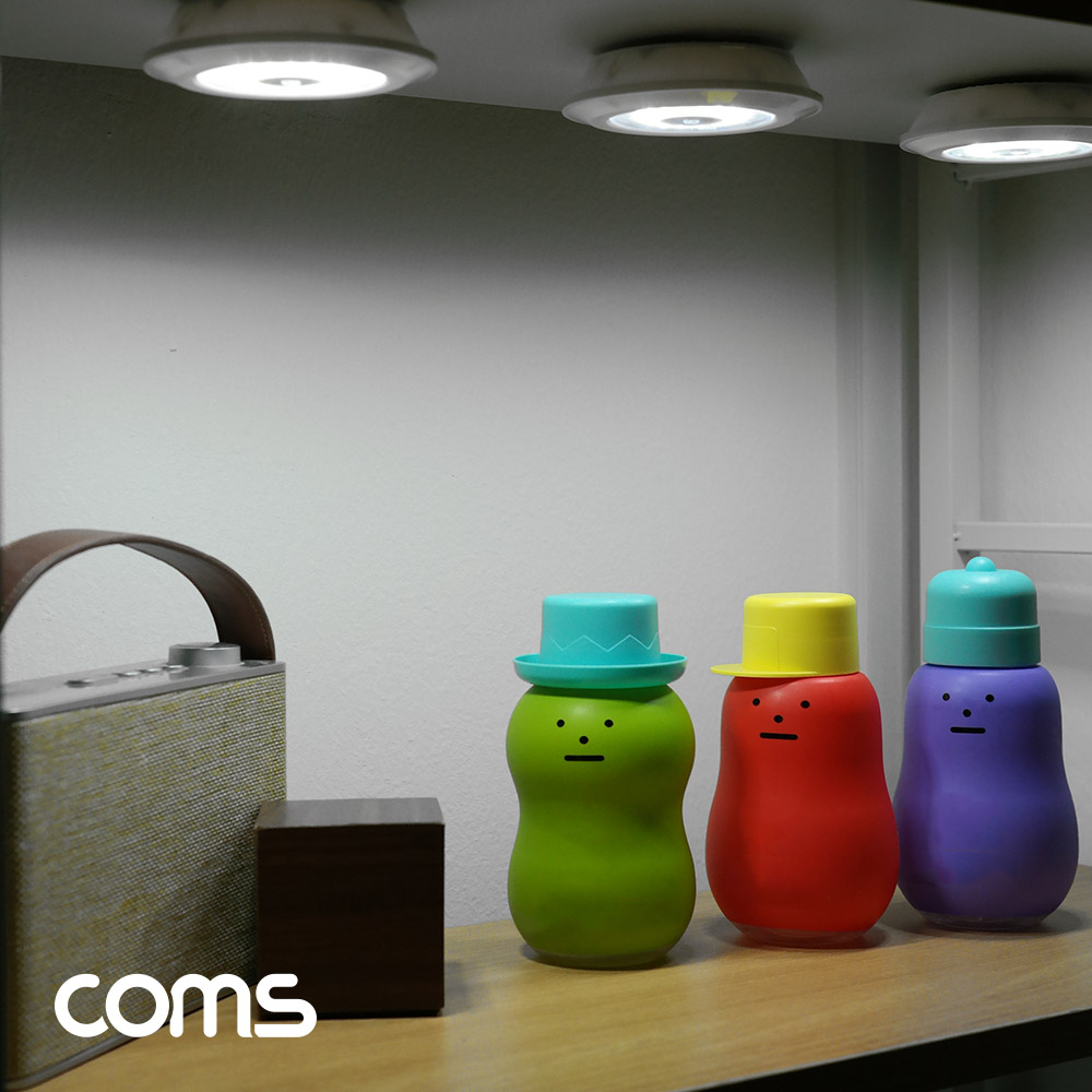 Coms LED 램프 3W (램프 3개 + 무선 리모컨 세트) / LED 라이트 / White LED 랜턴(전등), 천장, 벽면 설치(실내 다용도 가정,사무용)