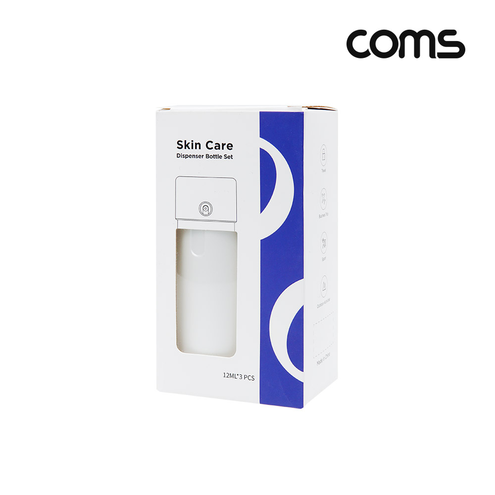Coms 3 in 1 회전형 멀티 보틀, 화장품 디스펜서, 공병용기(여행,캠핑,기내용), 12ml x 3