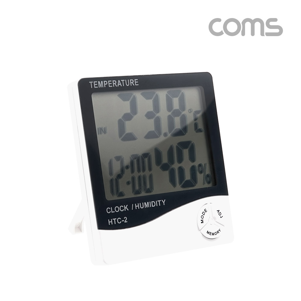 Coms 디지털 알람 온습도계, 실내, 실외(접촉온도 측정), 다용도(알람,날짜,시간)