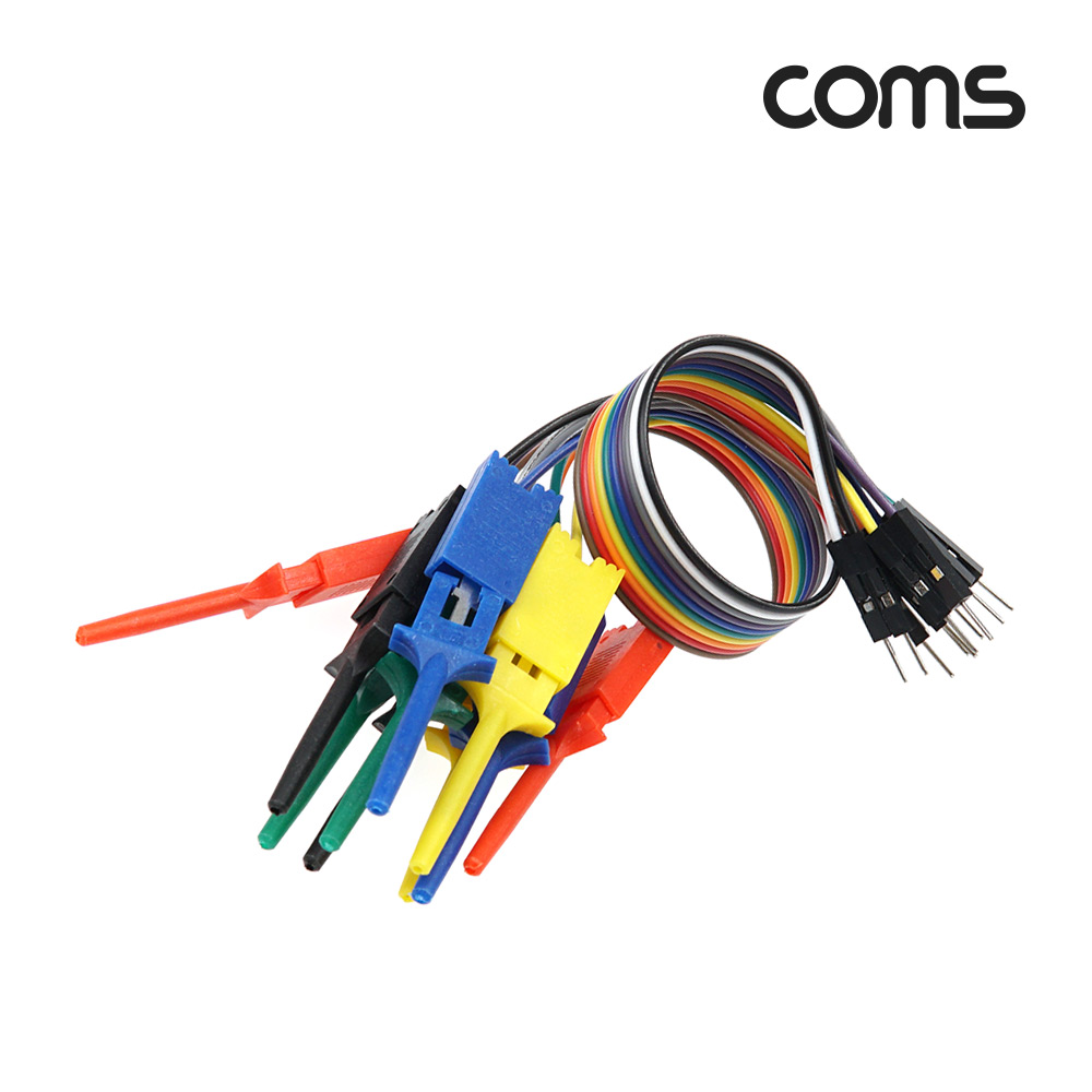 Coms 측정 탐침 리드 케이블 10선 , (점퍼 소켓 1P Male , IC 집게형 리드봉), 18cm