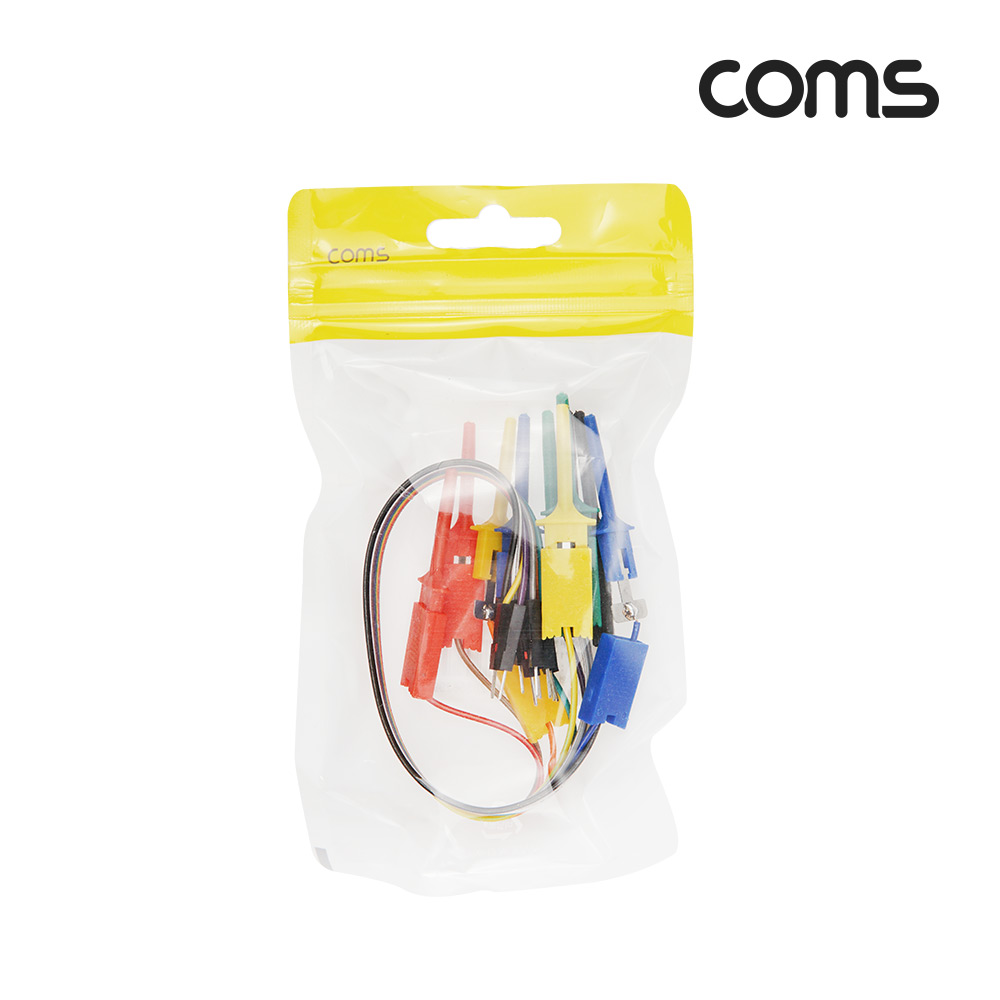 Coms 측정 탐침 리드 케이블 10선 , (점퍼 소켓 1P Male , IC 집게형 리드봉), 18cm