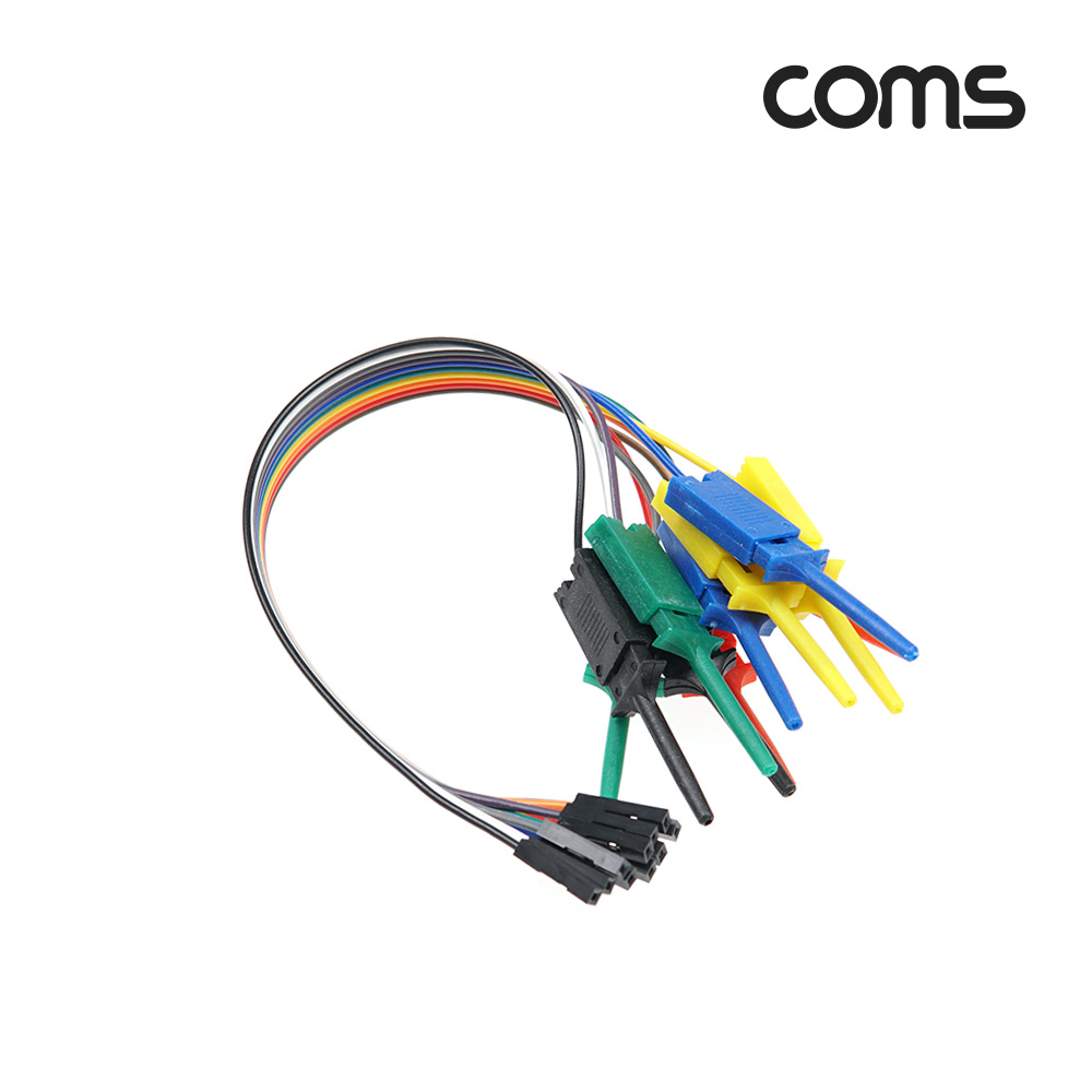Coms 측정 탐침 리드 케이블 10선 , (점퍼 소켓 1P female , IC 집게형 리드봉), 18cm