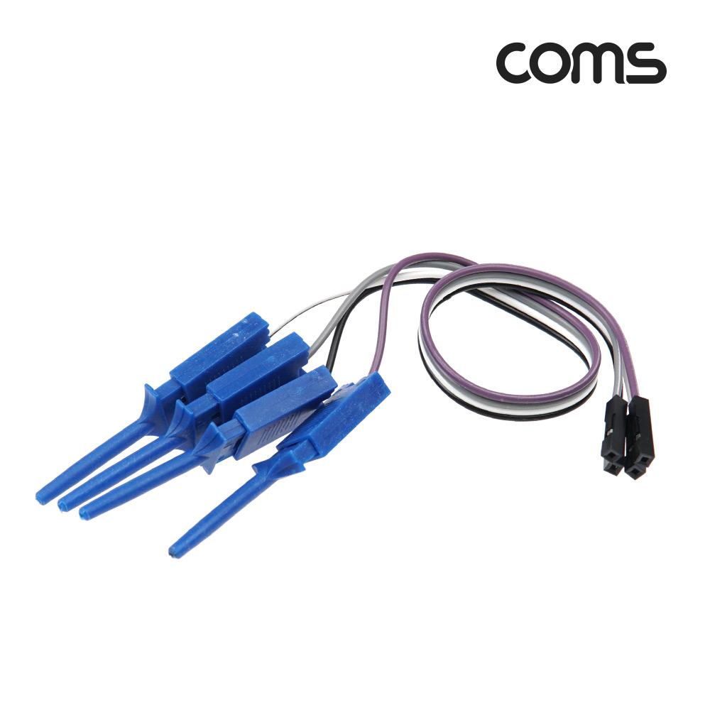 Coms 측정 탐침 리드 케이블 4선 , (점퍼 소켓 1P female , IC 집게형 리드봉), 18cm