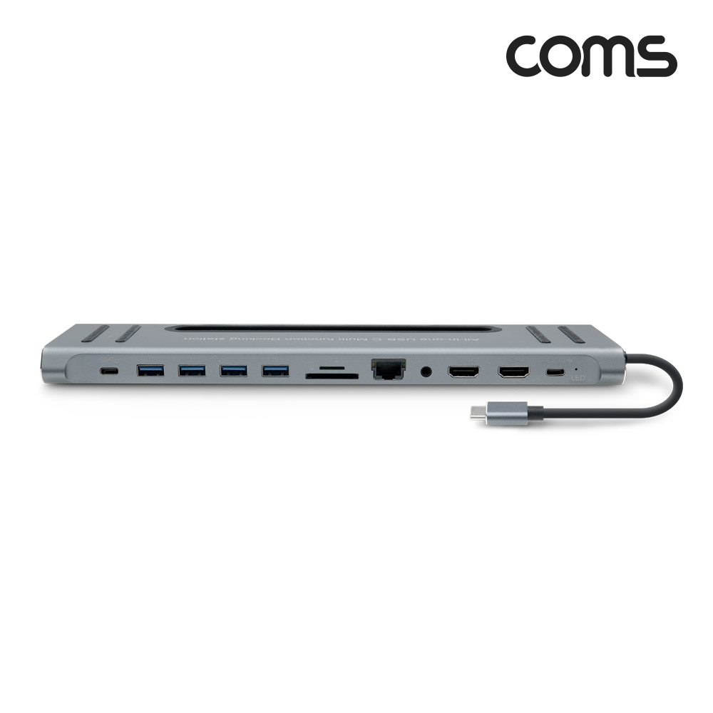 Coms USB 3.1(Type C) 멀티 도킹(컨버터/허브) 12 in 1, HDMI/Type C(PD)/SD/TF(Micro SD)/RJ45/USB 3.0/Audio, 기가비트 랜(Gigabit LAN), 4K 30Hz