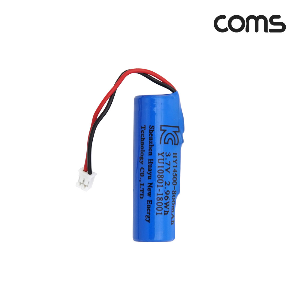 Coms 3.7V 14500 Li-ion 충전지, 리튬이온 배터리, 800mAh, AA 건전지 규격