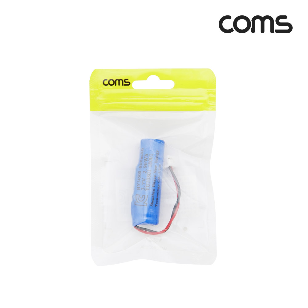 Coms 3.7V 14500 Li-ion 충전지, 리튬이온 배터리, 800mAh, AA 건전지 규격