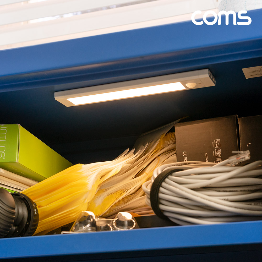 Coms 충전식 모션센서 LED 라이트 6000K 주광색 20cm, 모션(동작)감지 센서등, 간접조명, 천장, 벽면 설치(실내 다용도 가정,사무용), 램프(랜턴)
