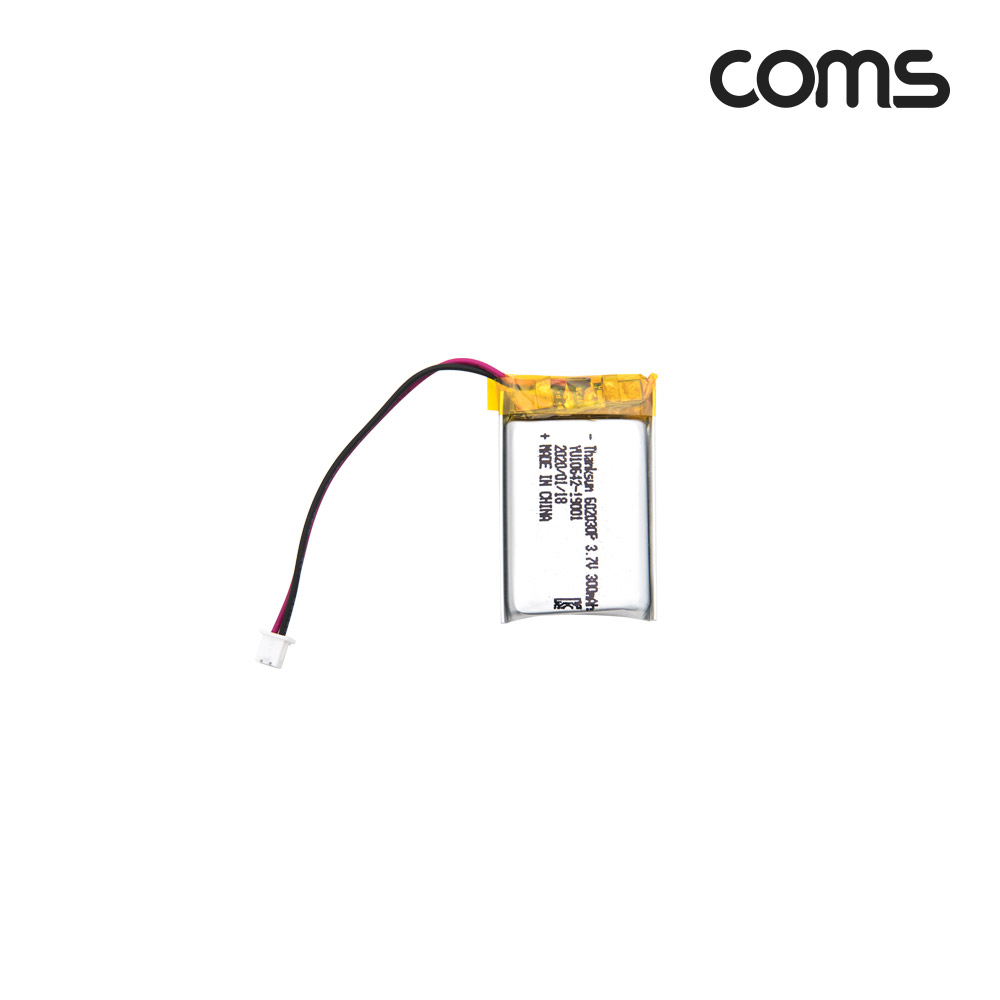 Coms 602030 충전지(배터리), 리튬폴리머, 3.7V, 300mAh