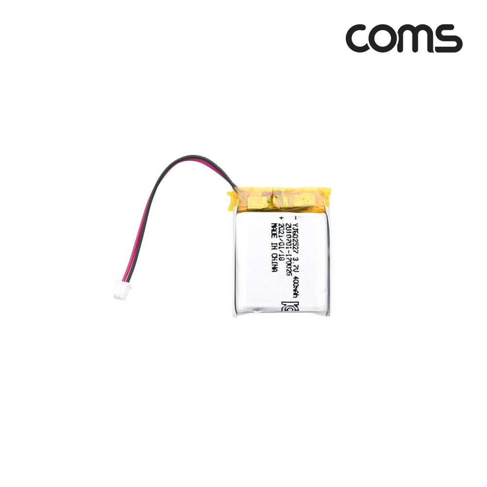 Coms 602527 충전지(배터리), 리튬폴리머, 3.7V, 400mAh