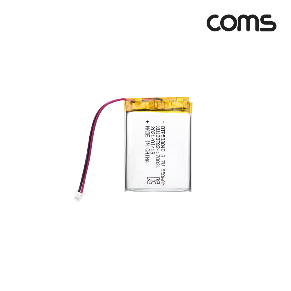 Coms 503040 충전지(배터리), 리튬폴리머, 3.7V, 550mAh