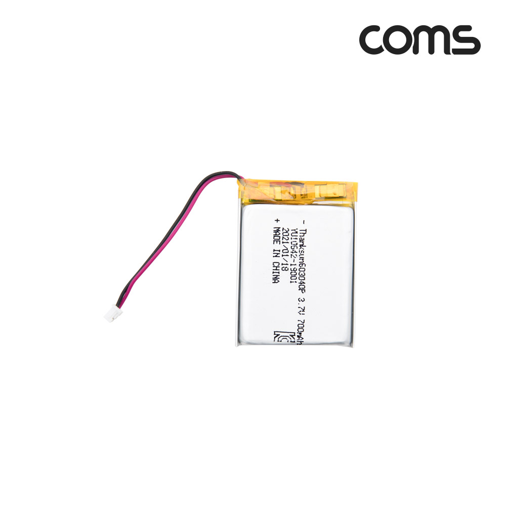 Coms 603040 충전지(배터리), 리튬폴리머, 3.7V, 700mAh