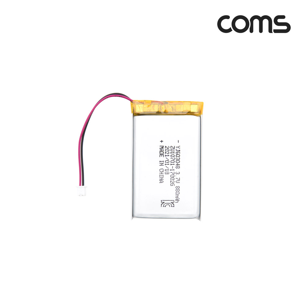 Coms 603048 충전지(배터리), 리튬폴리머, 3.7V, 800mAh