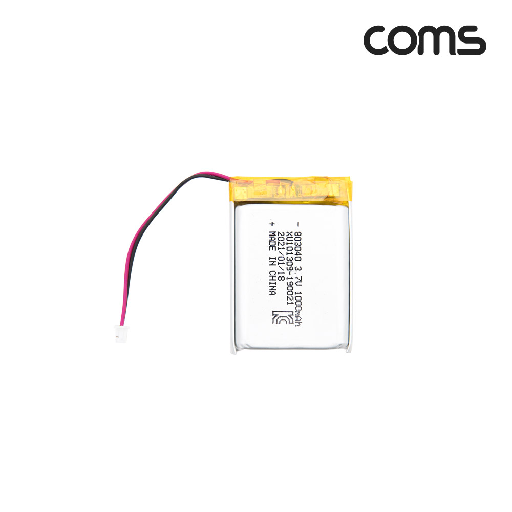Coms 803040 충전지(배터리), 리튬폴리머, 3.7V, 1000mAh