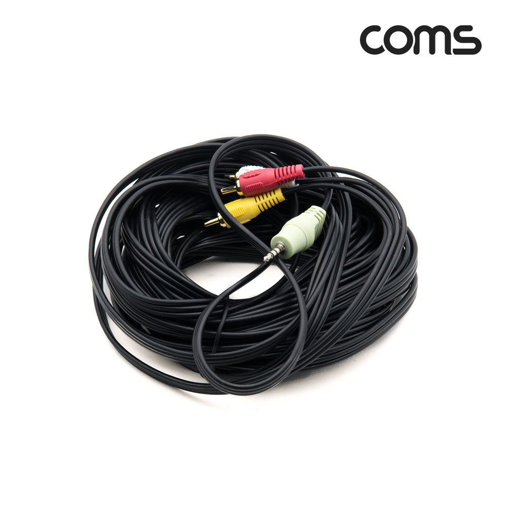 Coms 스테레오/RCA(3선) 케이블 (3.5 Stereo 4극 M/3RCA M) 10M