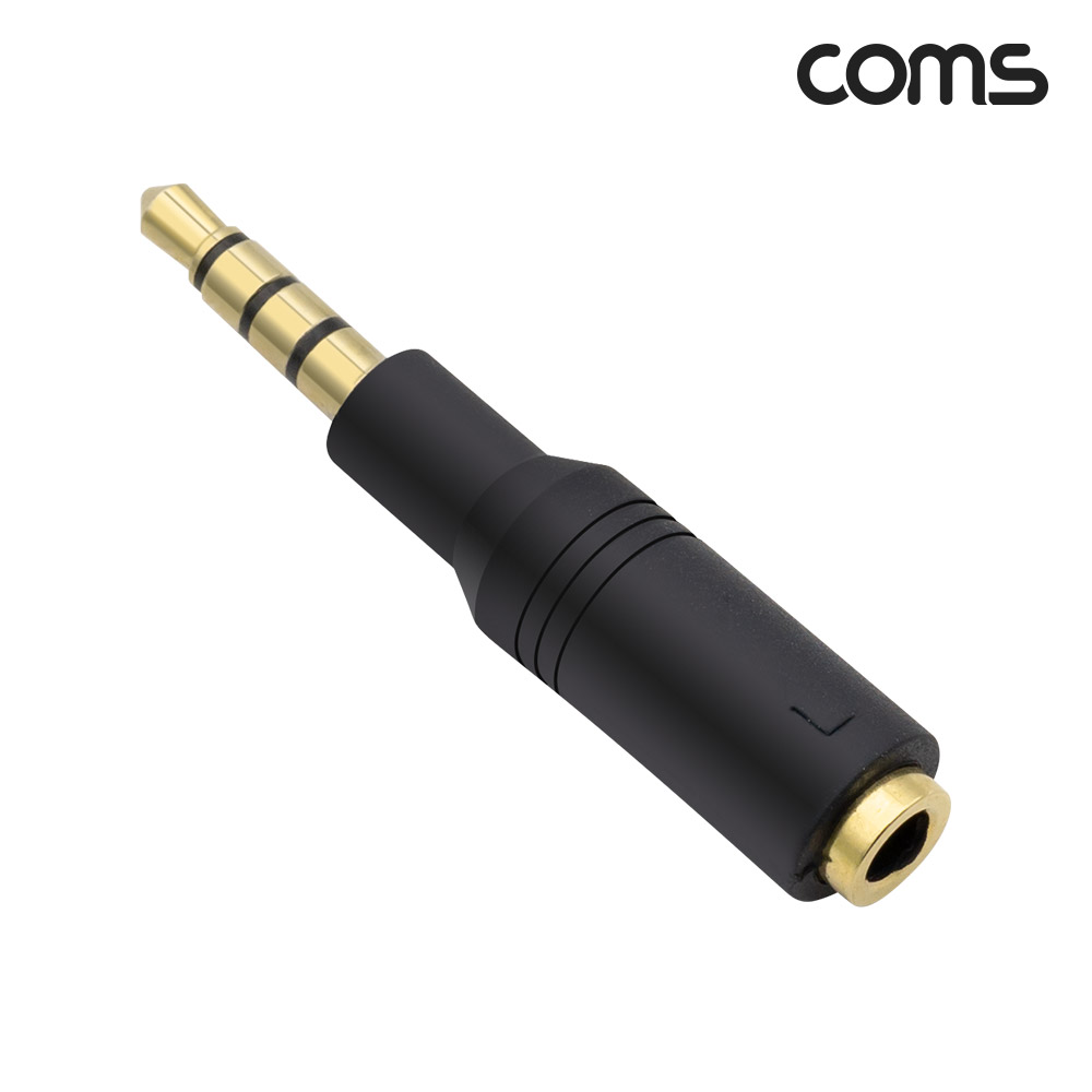 Coms 스테레오 젠더 블랙 3.5mm 3극 Female to 3.5mm 4극 스테레오 Male