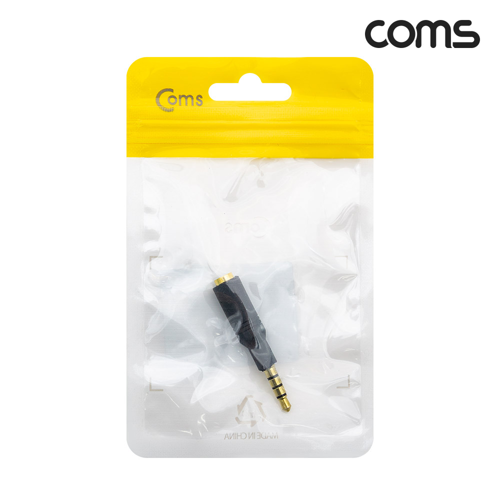 Coms 스테레오 젠더 블랙 3.5mm 3극 Female to 3.5mm 4극 스테레오 Male