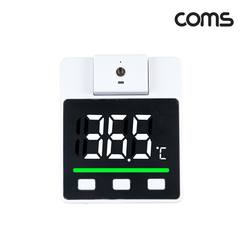 Coms 비접촉 적외선 측정 온도계, AA건전지 3개 사용, 18650 배터리 호환, 회전센서, 한국어 음성안내, LED 화면 디스플레이, 삼각대 거치 가능(별매)