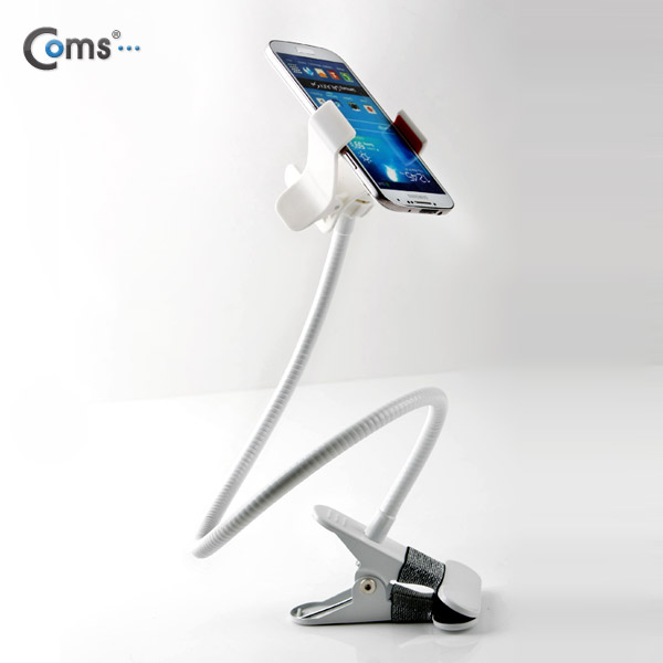 Coms 스마트폰 거치대, 탁상/침대 거치, 집게형/White