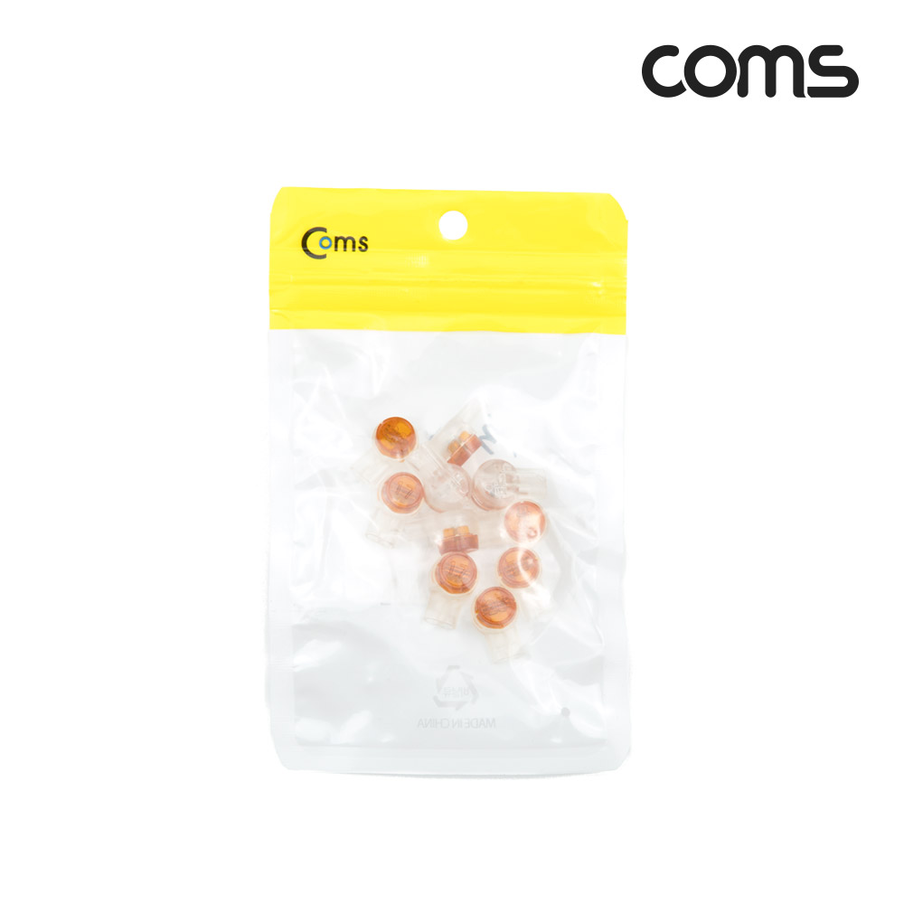 Coms 접속 단자 2핀 노랑 10EA, 전화기 전화선 및 랜선 연결 커넥터 2Pin, Wire easy
