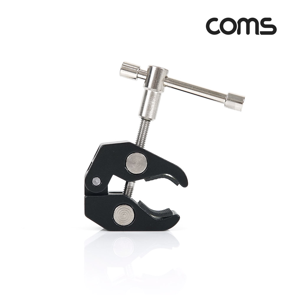 Coms 다용도 집게형 거치대, 클램프, 스탠드 연결(촬영 카메라, 조명 등), 나사 고정 집게