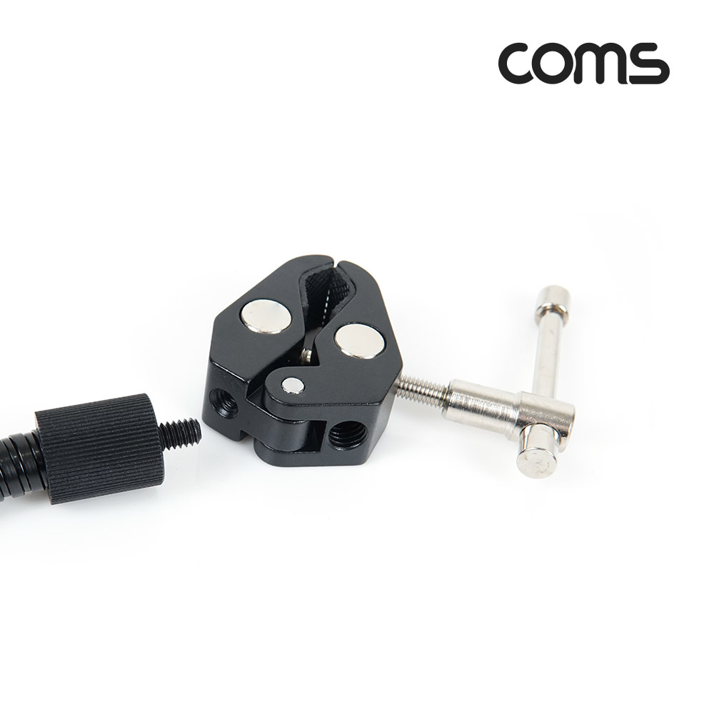 Coms 다용도 집게형 거치대, 클램프, 스탠드 연결(촬영 카메라, 조명 등), 나사 고정 집게